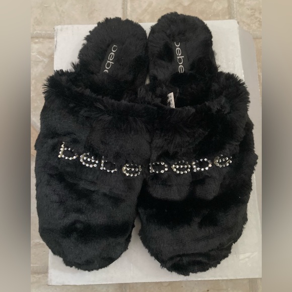 ❤️ bebe Super Soft Slippers Black 10 ❤️ - Picture 2 of 4